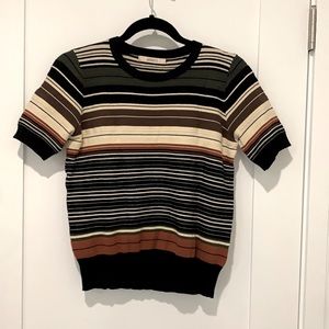 Short sleeve striped sweater top